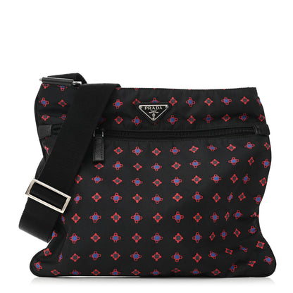 Prada Tessuto Stampato Nylon Flat Messenger Bag Black 1 of 9