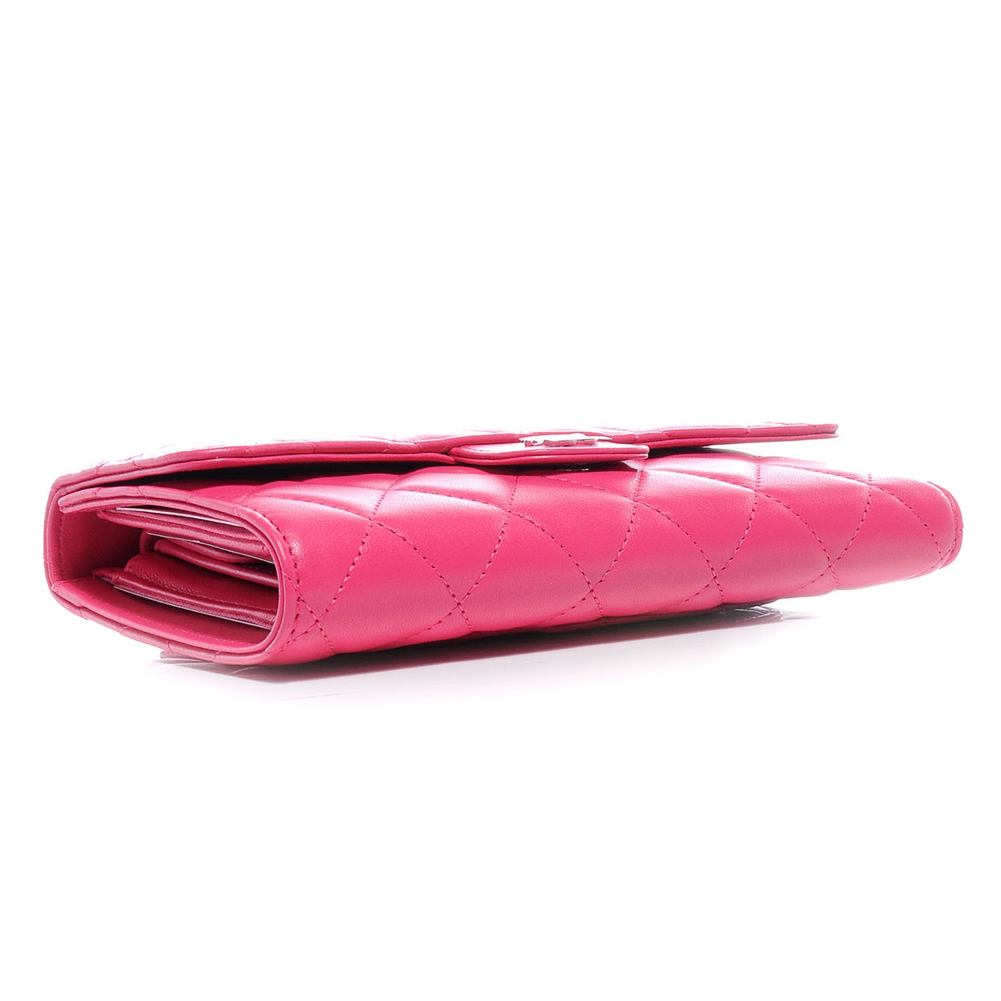 Lambskin Quilted Large Flap Wallet Fuchsia