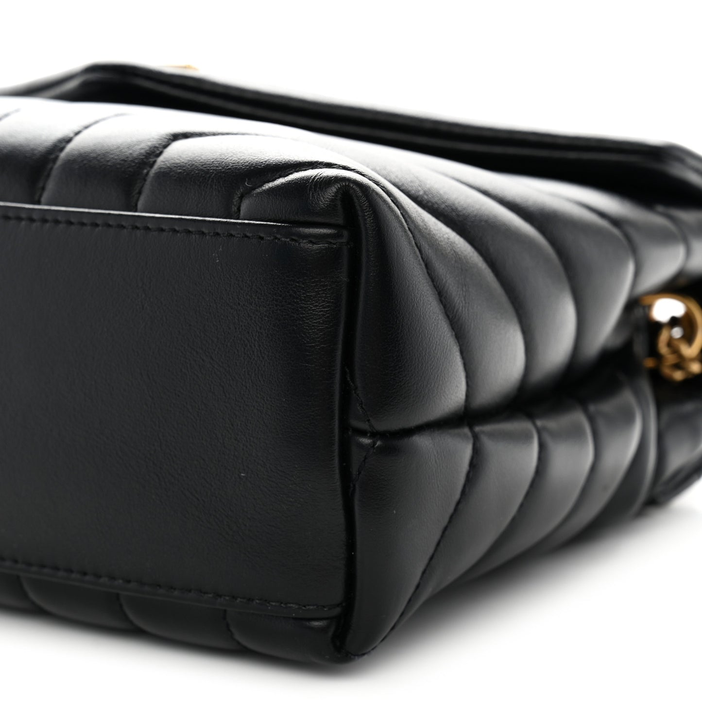 Calfskin Y Quilted Monogram Small Loulou Chain Satchel Black