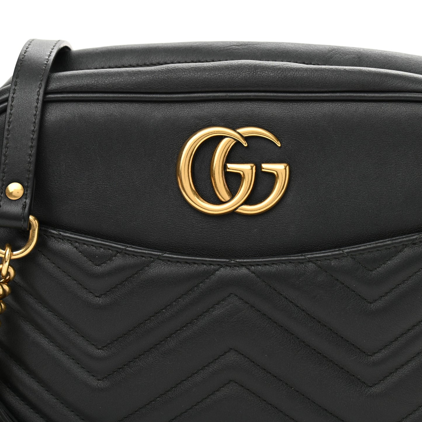 Calfskin Matelasse Medium GG Marmont Chain Shoulder Bag Black