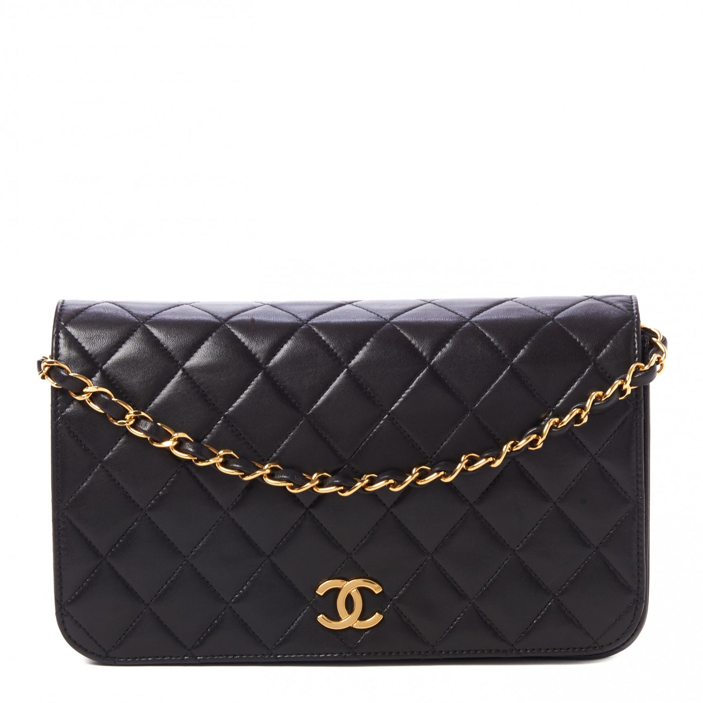 Lambskin Quilted Small Single Flap Black