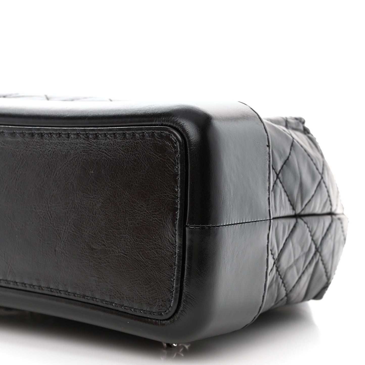 Aged Calfskin Quilted Gabrielle Backpack Black