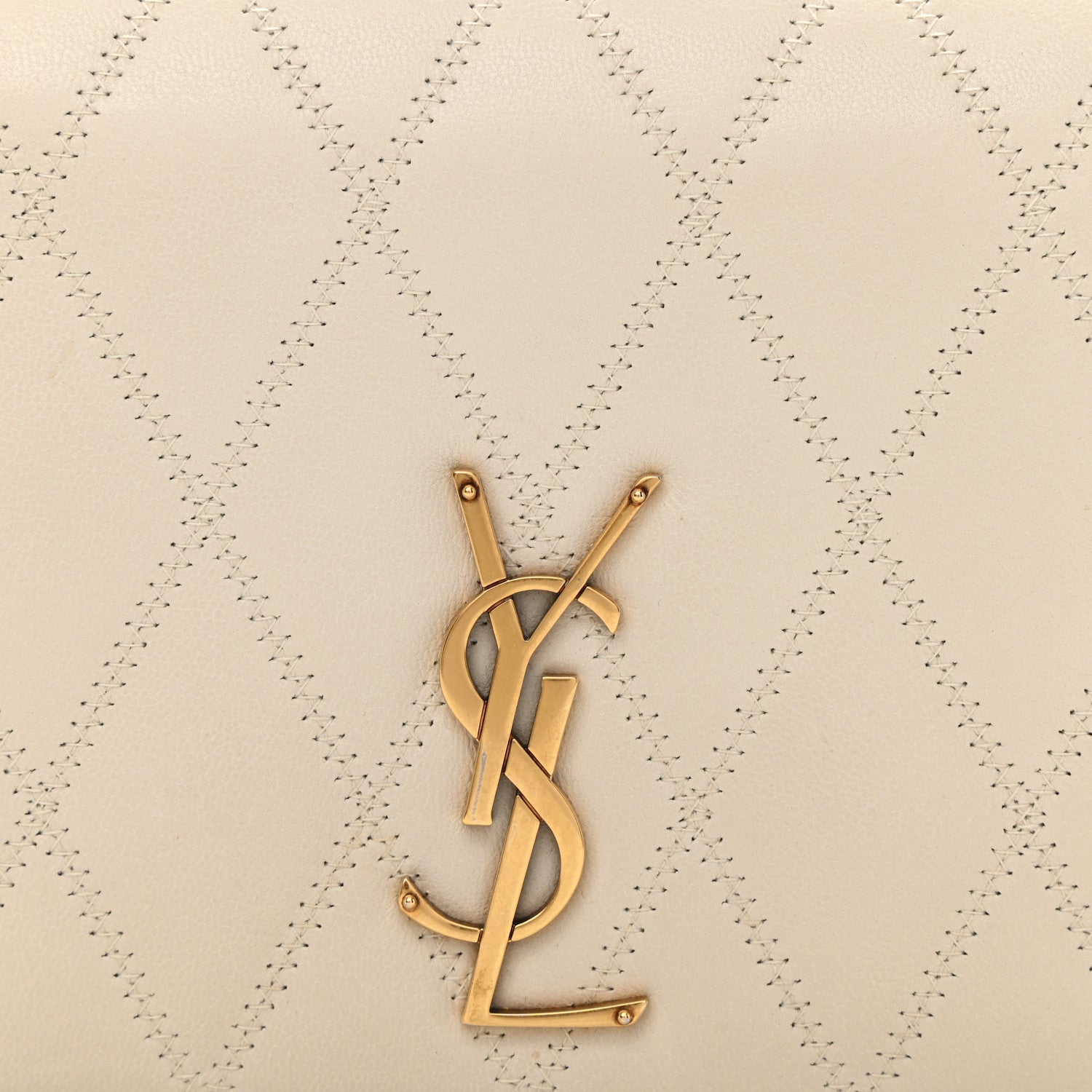 Saint Laurent Lambskin Diamond Quilted Angie Chain Bag Crema 8 of 9