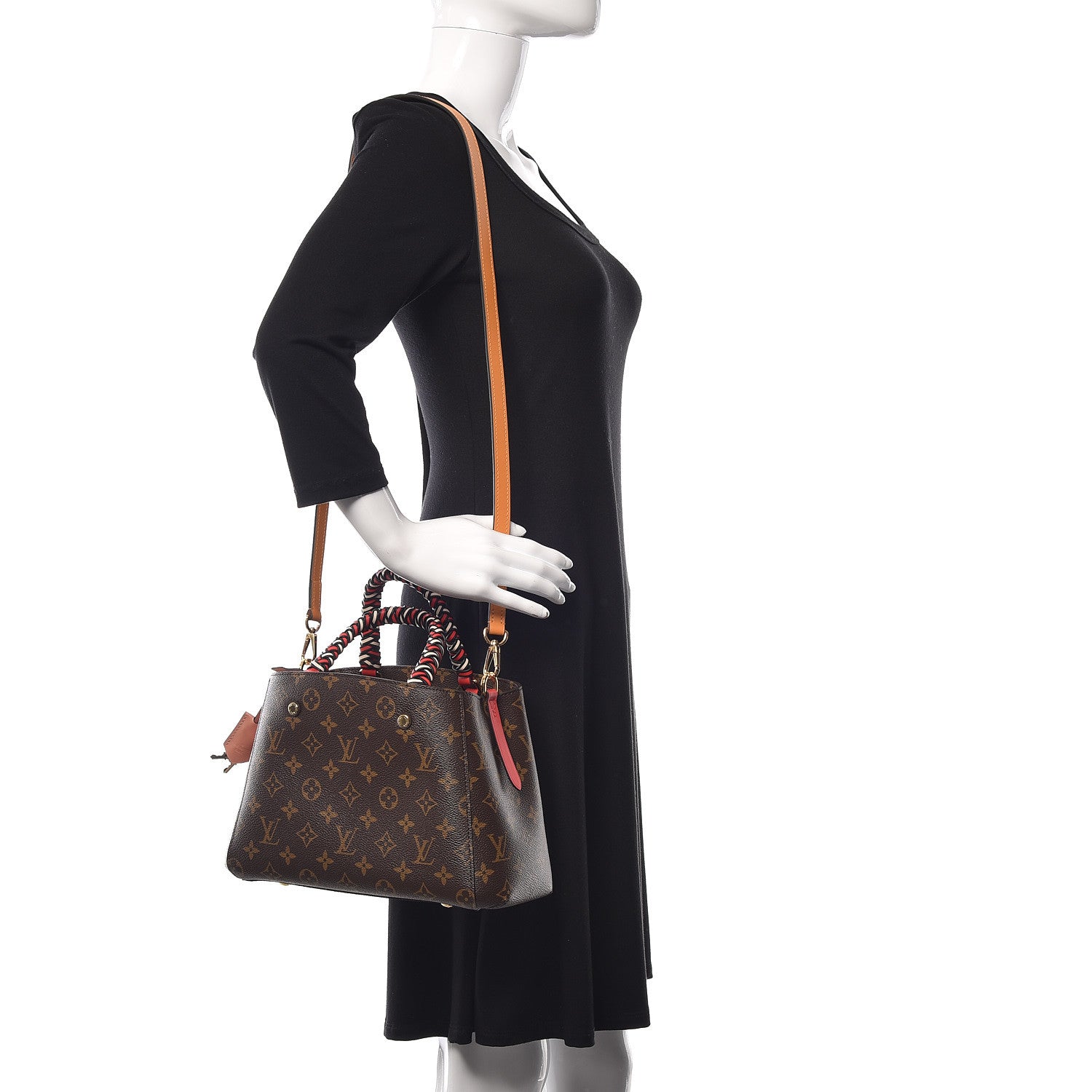 Louis Vuitton Monogram Braided Montaigne BB Coquelicot Creme Safran Peach 2 of 10