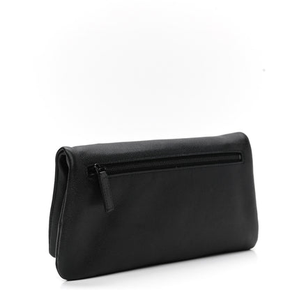 Saint Laurent Grain De Poudre West Hollywood Monogram Fold Over Clutch Black 3 of 7