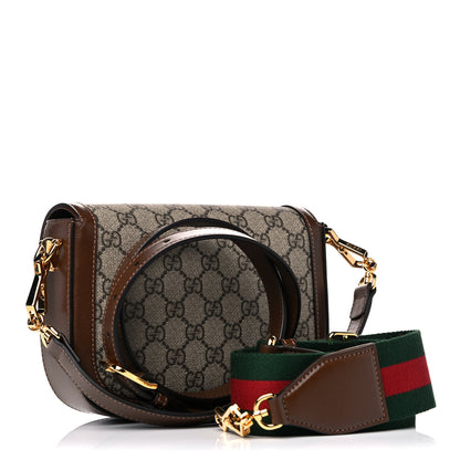 Gucci GG Supreme Monogram Web Mini Horsebit 1955 Shoulder Bag Beige Brown Sugar 3 of 11