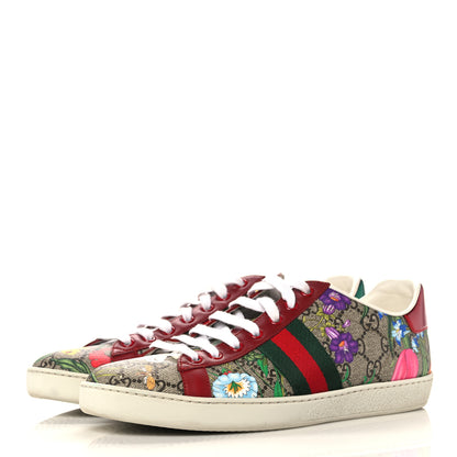 Gucci GG Supreme Monogram Flora Web Womens Ace Sneakers 39.5 Beige Multicolor Rosso 3 of 8