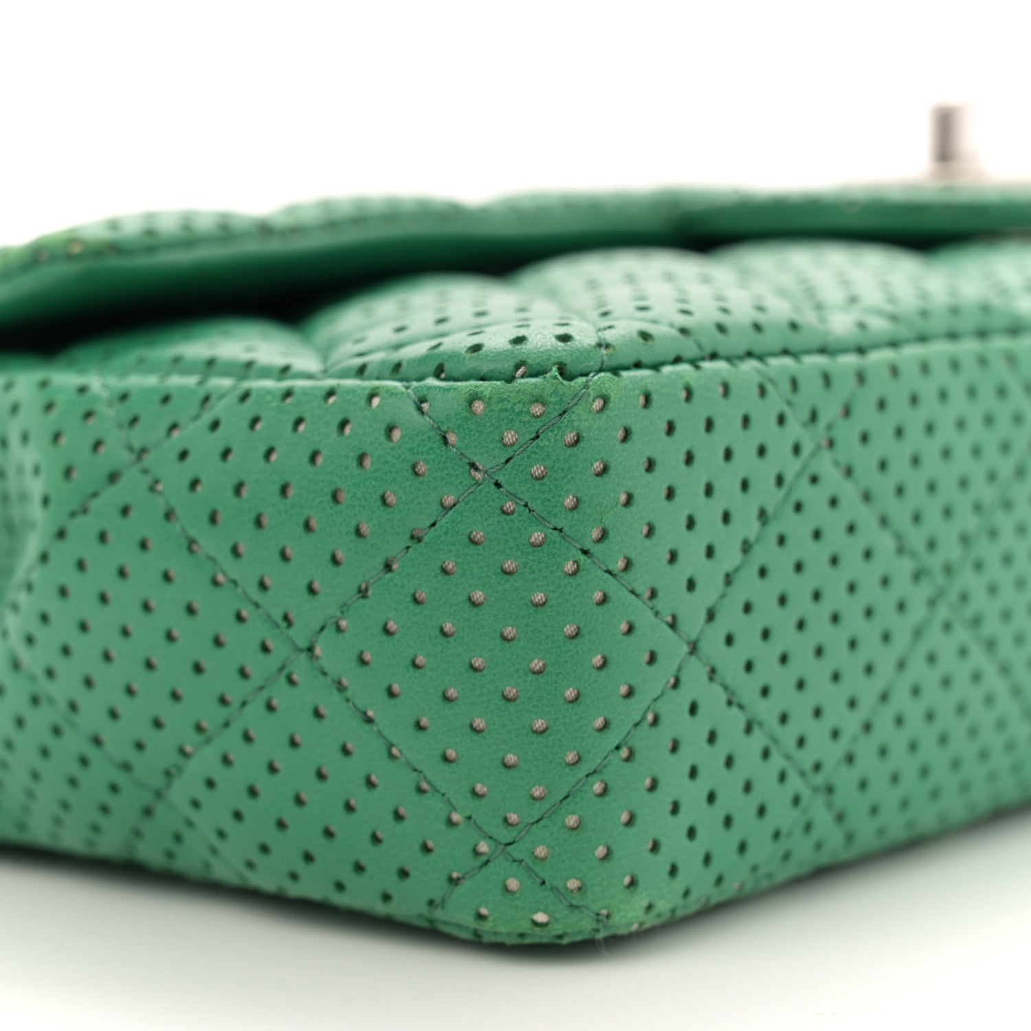 Chanel Lambskin Perforated East West Flap Green 9 of 10