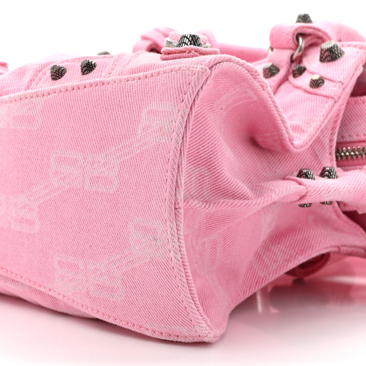 Balenciaga Denim BB Monogram Neo Cagole Handbag XS Pink 9 of 12