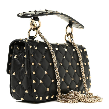 Valentino Garavani Lambskin Small Rockstud Spike Shoulder Bag Black 3 of 10