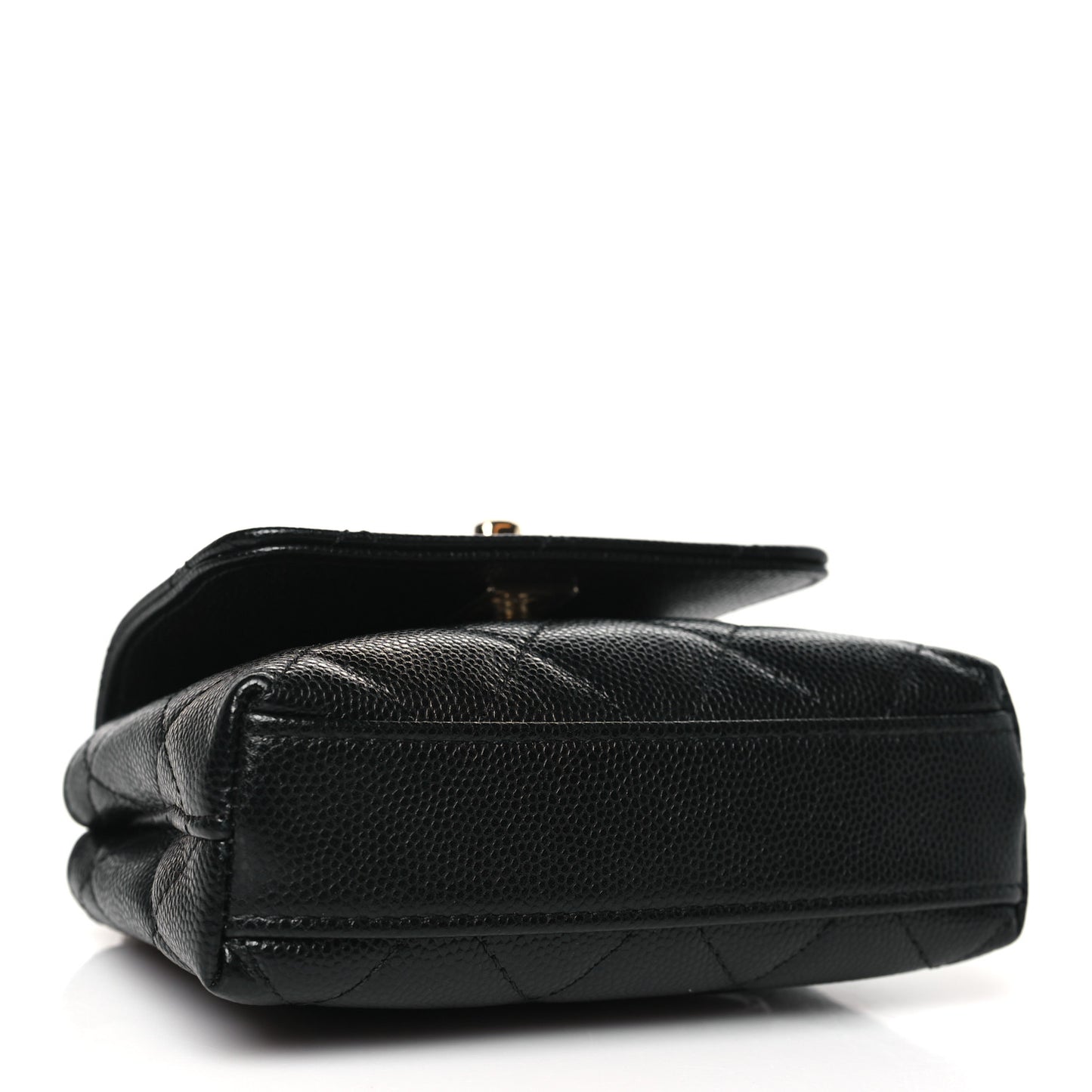 Caviar Quilted Nano Coco Handle Clutch With Chain Black