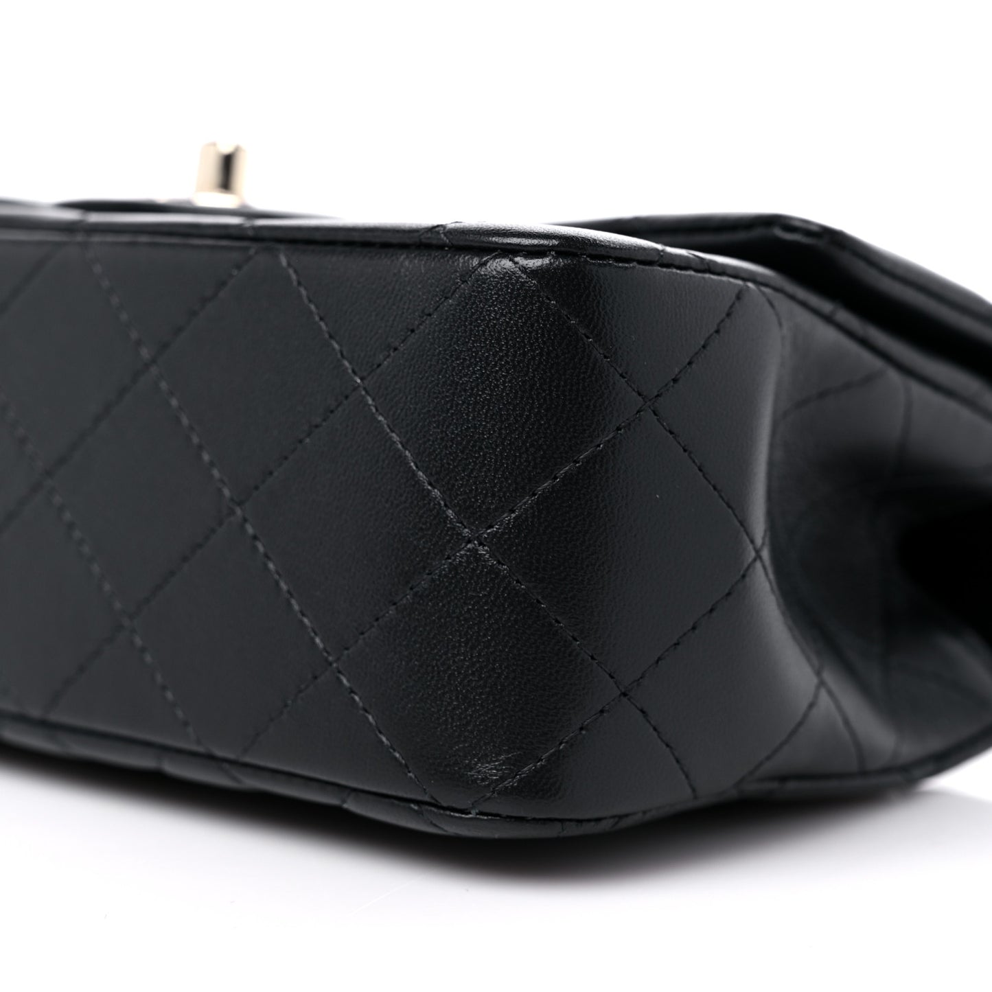 Lambskin Quilted Mini Top Handle Rectangular Flap Black