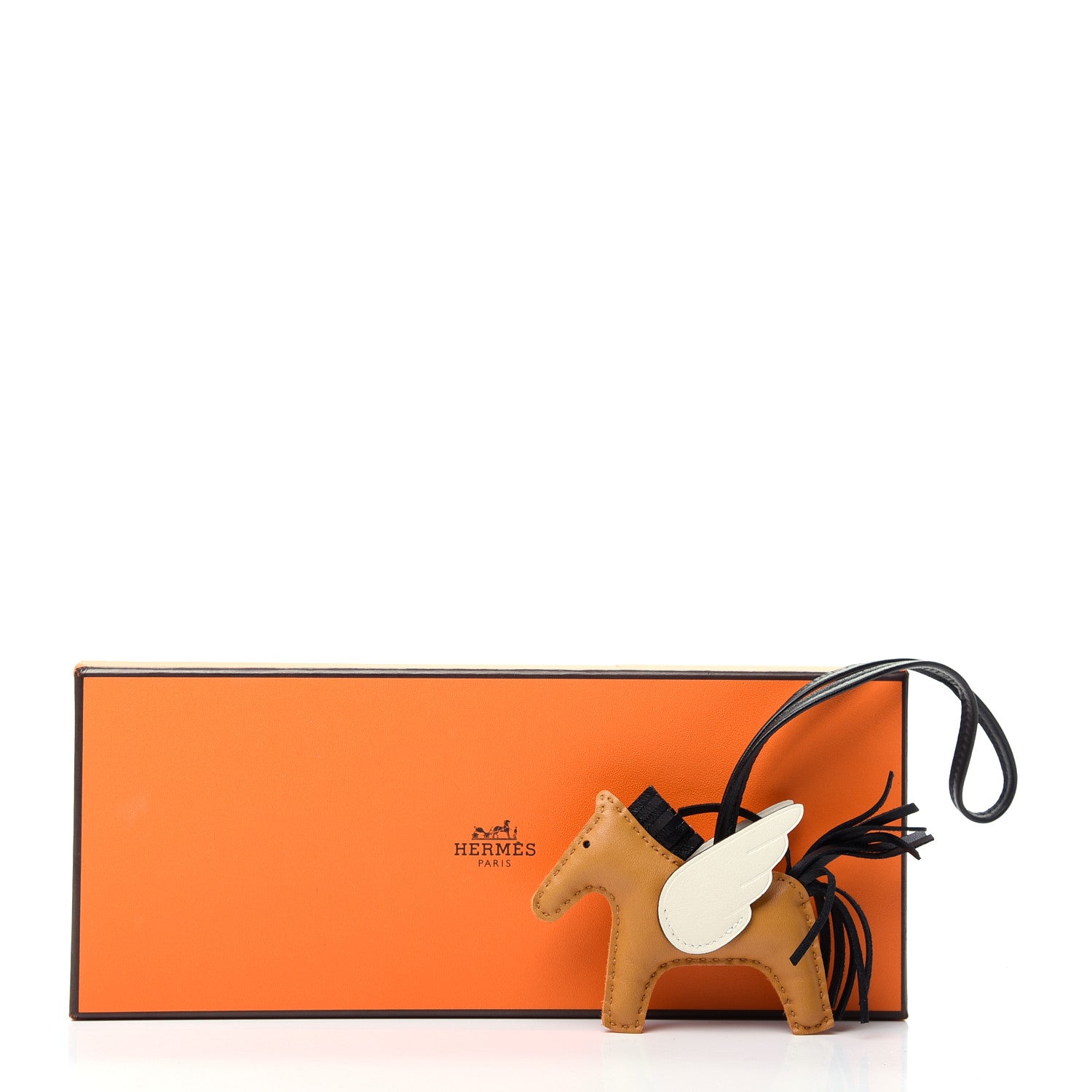 Hermes Milo Lambskin Grigri Rodeo Pegase Horse Bag Charm PM Sesame Black Nata 5 of 5