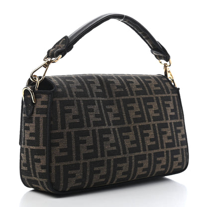 Fendi Fabric Jacquard FF 1974 Medium Baguette Tobacco Moro Black 2 of 7