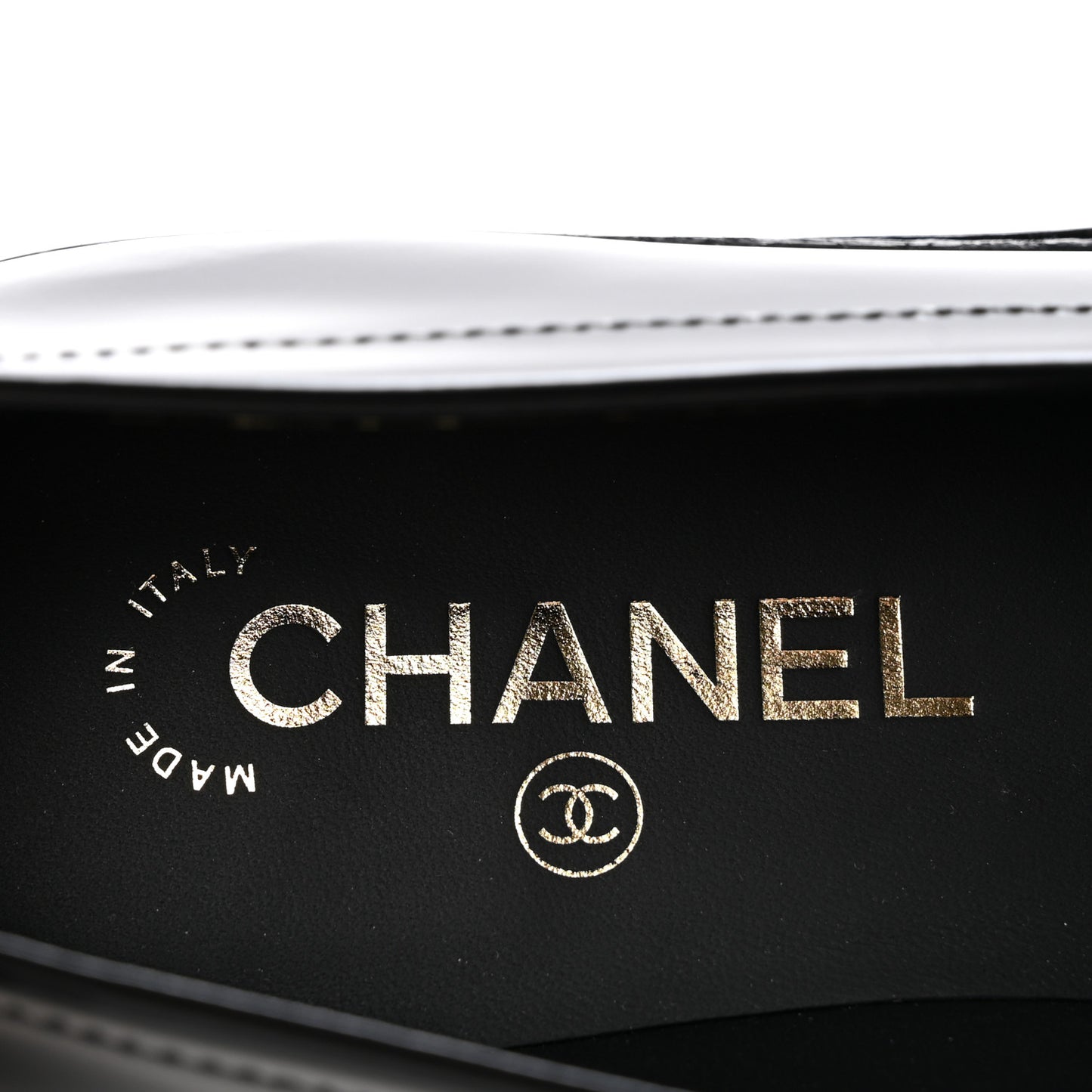 Shiny Calfskin Pearl CC Loafers 39.5 Black