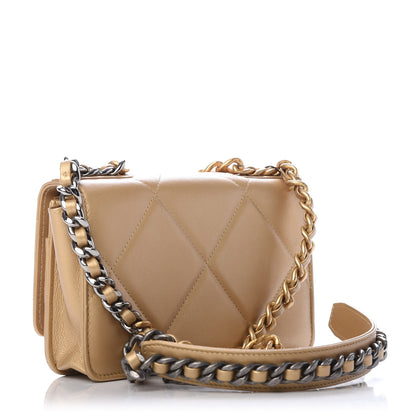 Chanel Metallic Goatskin Quilted Chanel 19 Wallet On Chain WOC Gold 3 of 11