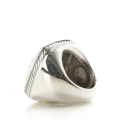 David Yurman Sterling Silver White Agate 20mm Albion Statement Ring 52 6 3 of 4
