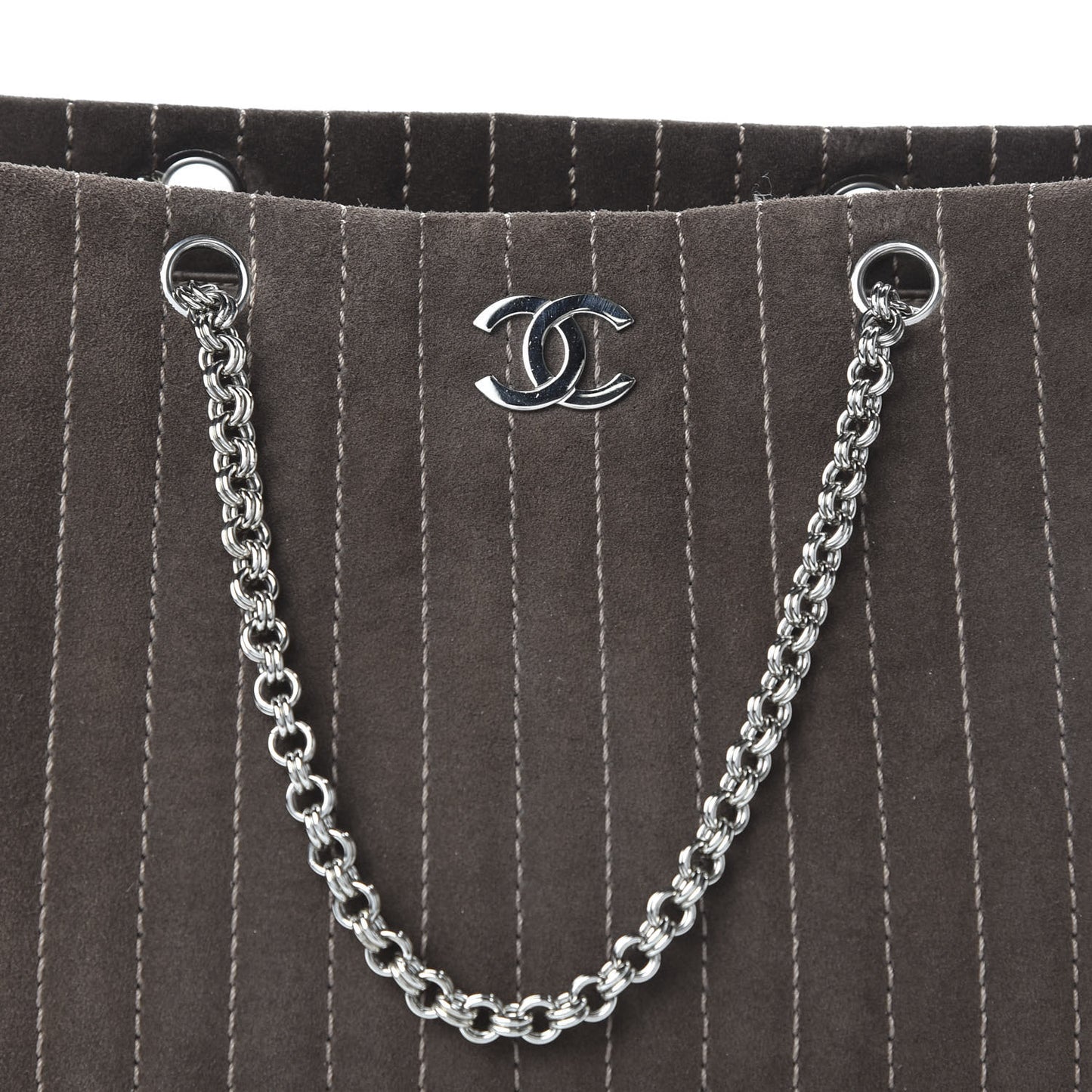 Suede Quilted Vertical Tote Brown