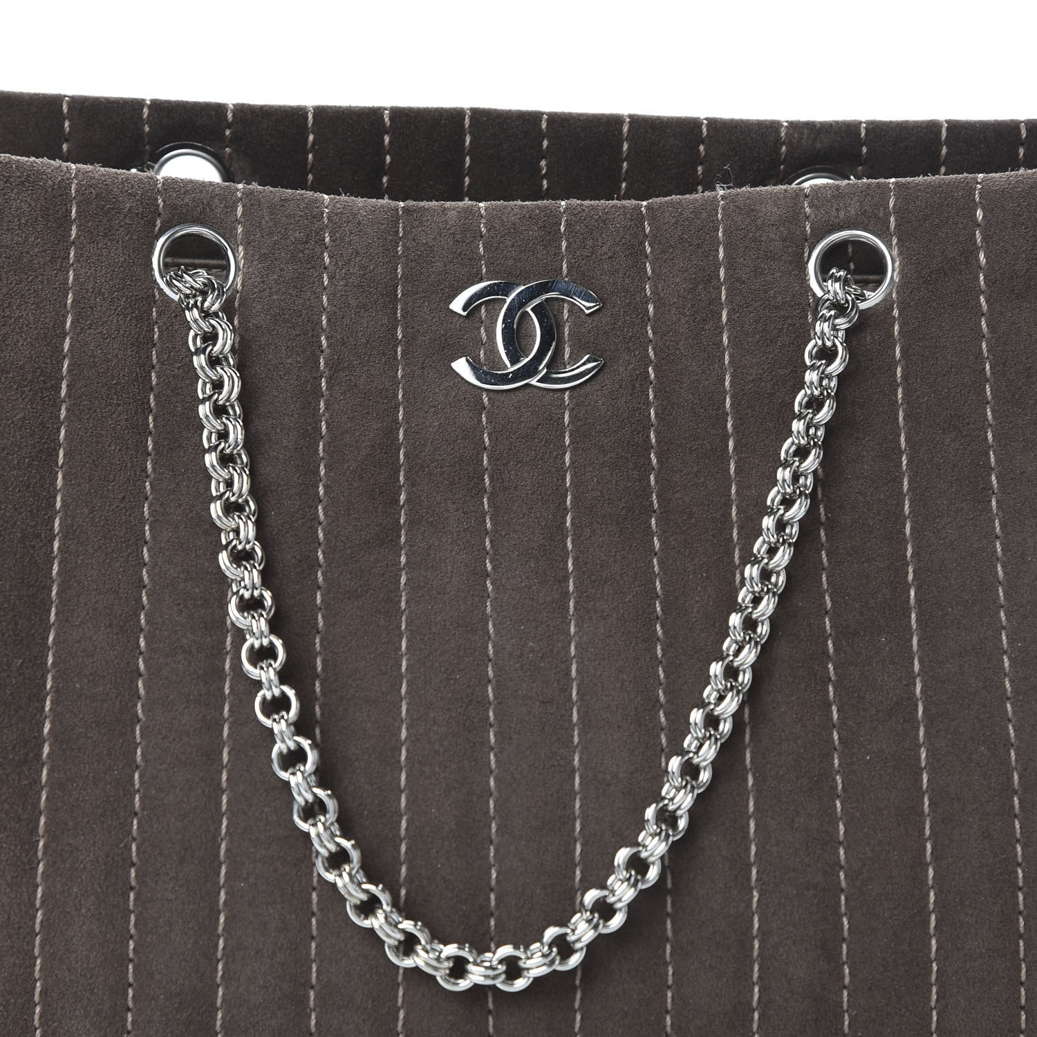 Chanel Suede Quilted Vertical Tote Brown 10 of 11