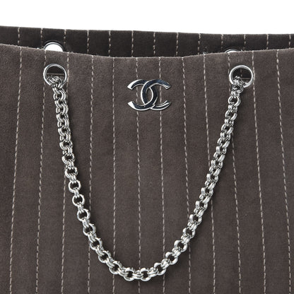 Chanel Suede Quilted Vertical Tote Brown 10 of 11