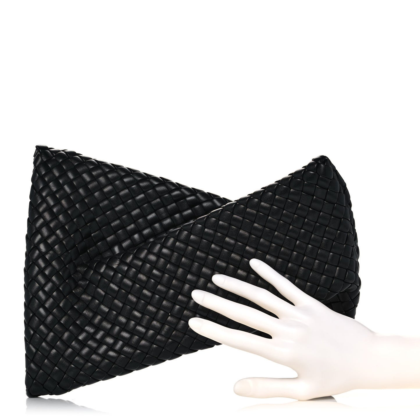 Nappa Intrecciato Crisscross Clutch Black