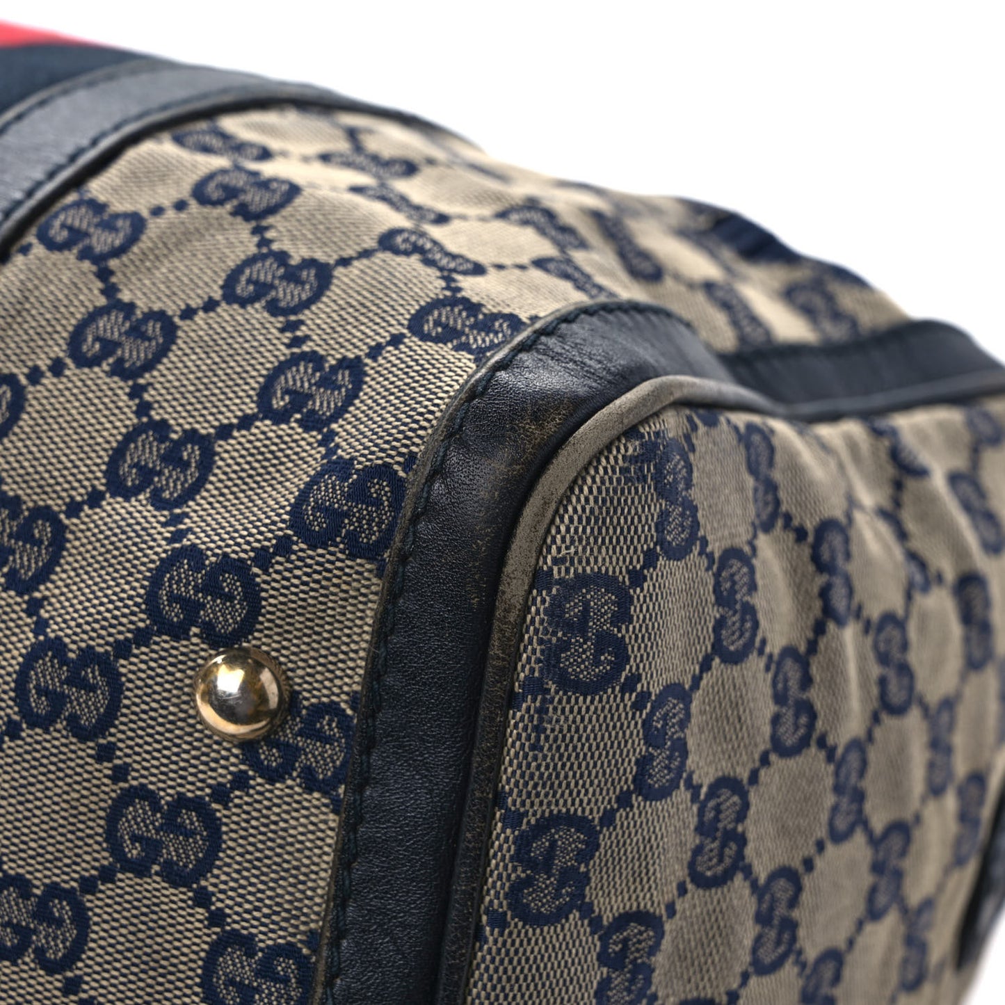 Monogram Selleria Calfskin Vintage Web Medium Boston Beige Blue