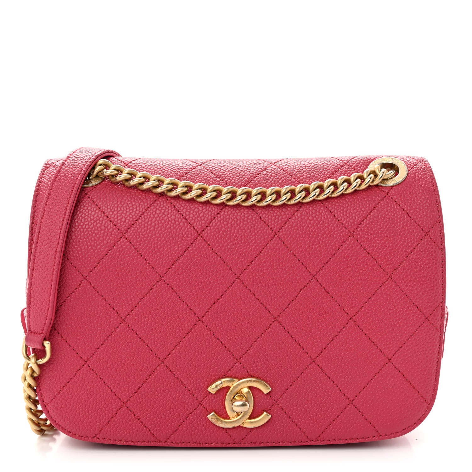 Chanel Caviar Diamond Stitched CC Medium Flap Bag Dark Pink 1 of 11