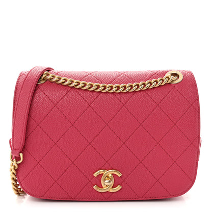 Chanel Caviar Diamond Stitched CC Medium Flap Bag Dark Pink 1 of 11