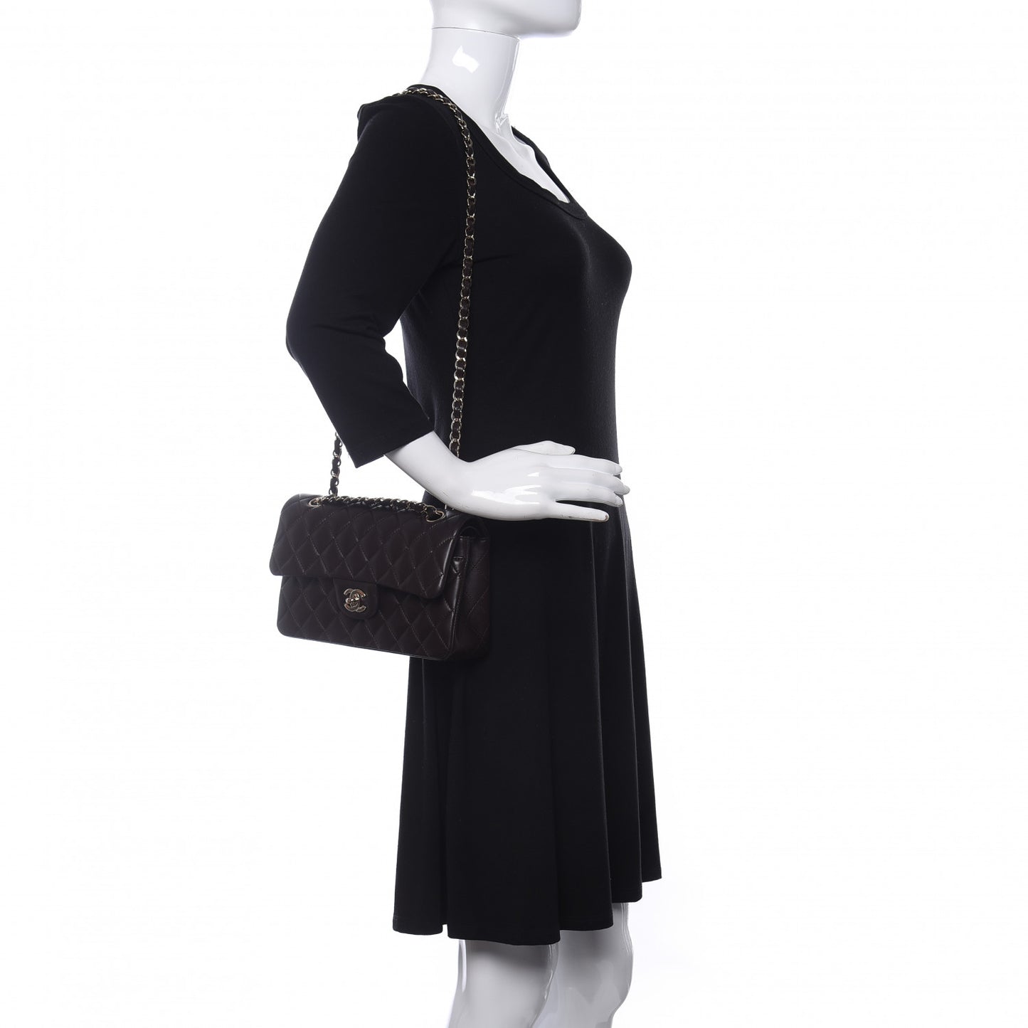 Lambskin Quilted Small Double Flap Brown