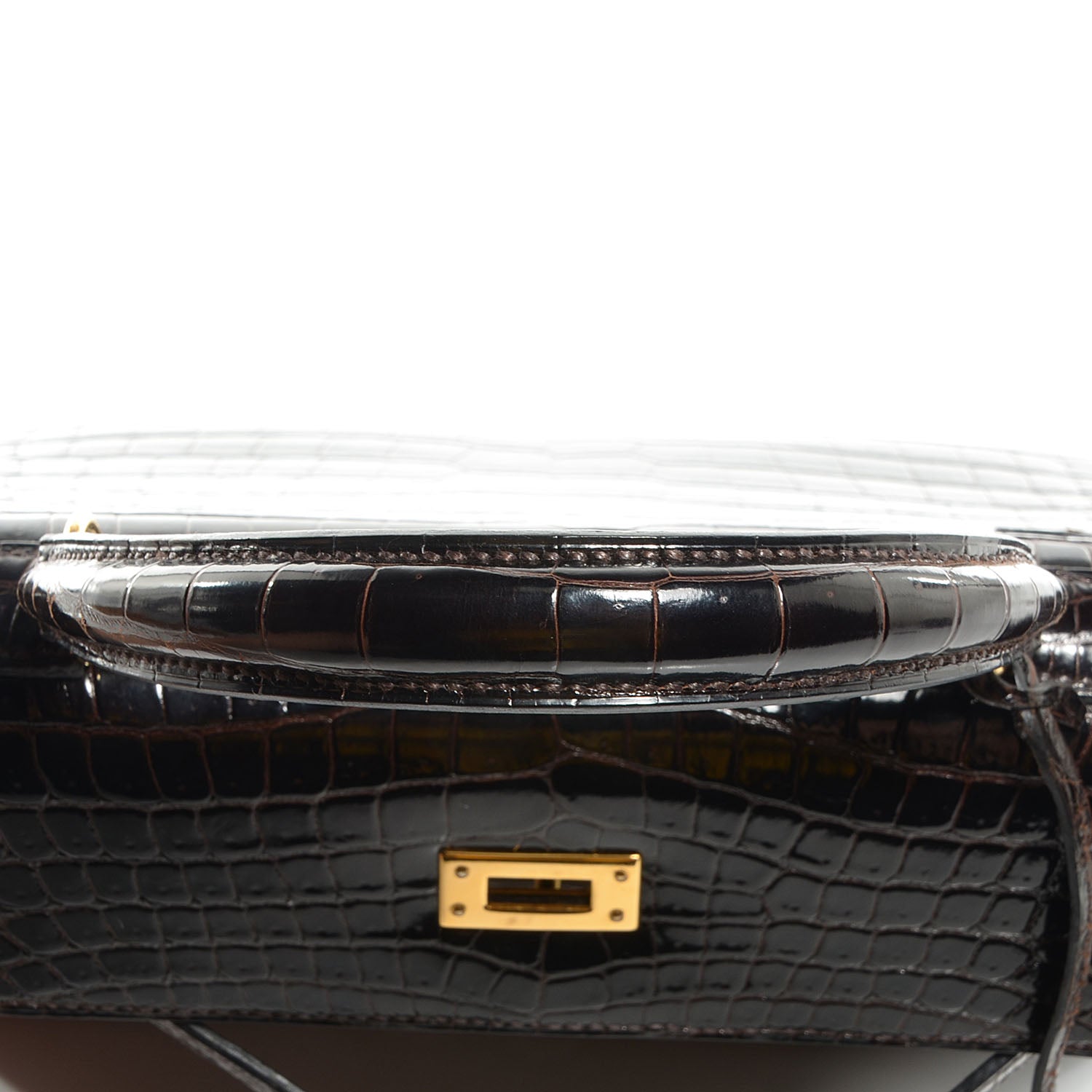 Hermes Shiny Porosus Crocodile Kelly Sellier 25 Cocoan 24 of 28