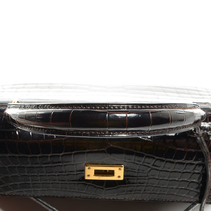 Hermes Shiny Porosus Crocodile Kelly Sellier 25 Cocoan 24 of 28