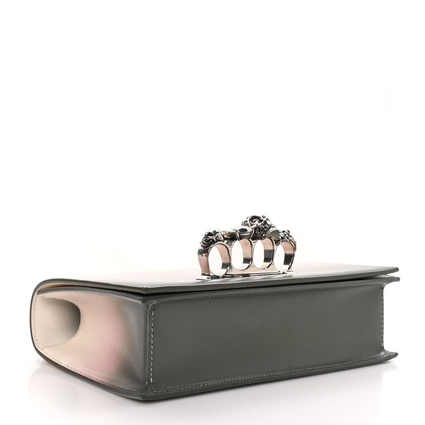 Ombre Calfskin Knuckle Jeweled Satchel Military Multicolor