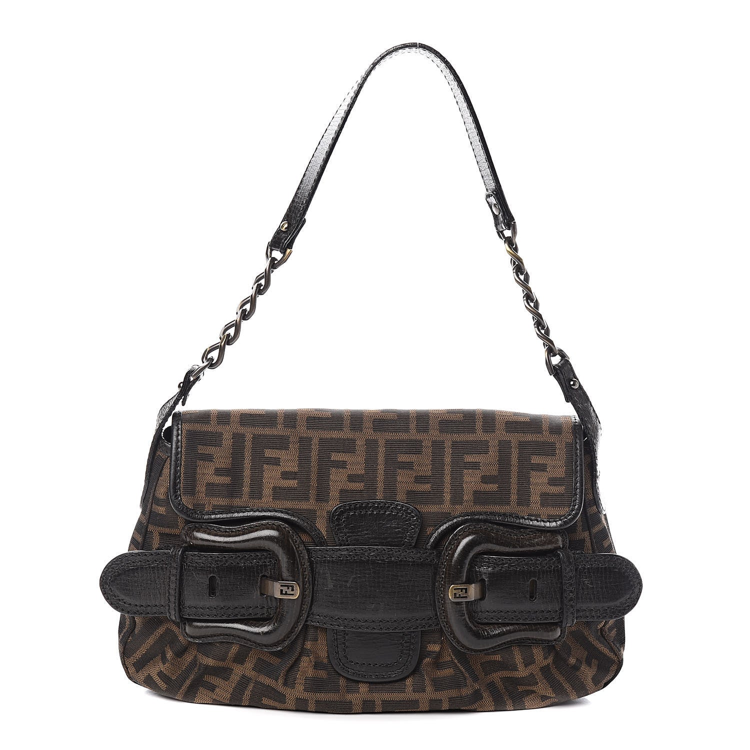 Fendi Zucca B Bis Flap Bag Tobacco Castagna 1 of 10