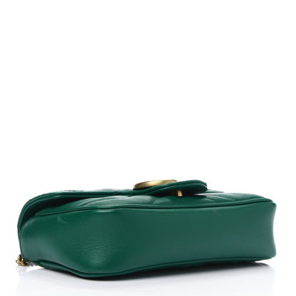 Gucci Calfskin Matelasse Super Mini GG Marmont Shoulder Bag Emerald Green 3 of 5