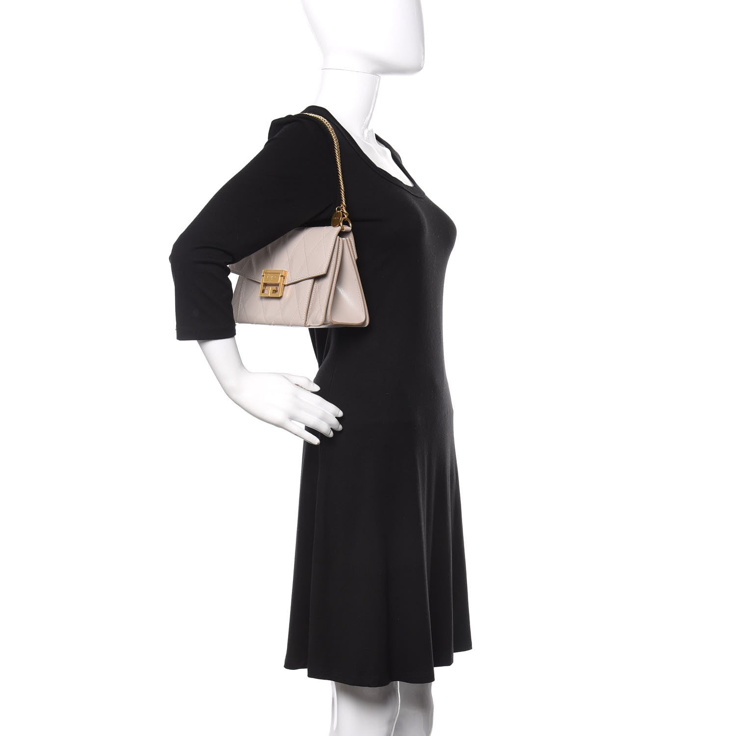 Givenchy Goatskin Quilted Small GV3 Shoulder Bag Natural 3 of 12