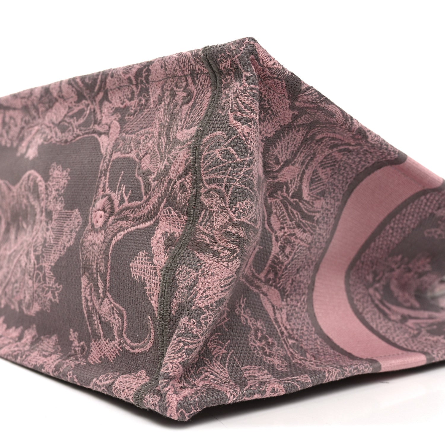 Christian Dior Canvas Embroidered Medium Dioriviera Toile De Jouy Book Tote Pink Grey 10 of 10