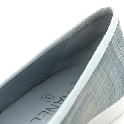 Chanel Suede Calfskin Lambskin CC Cap Toe Ballerina Flats 36.5 Light Blue 9 of 12