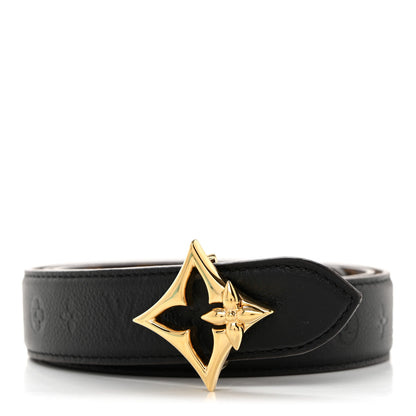 Louis Vuitton Calfskin Monogram 30mm Flowergram Reversible Belt 90 36 Black 1 of 7