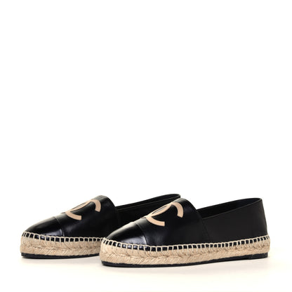 Chanel Lambskin CC Espadrilles 38 Black Beige 6 of 12