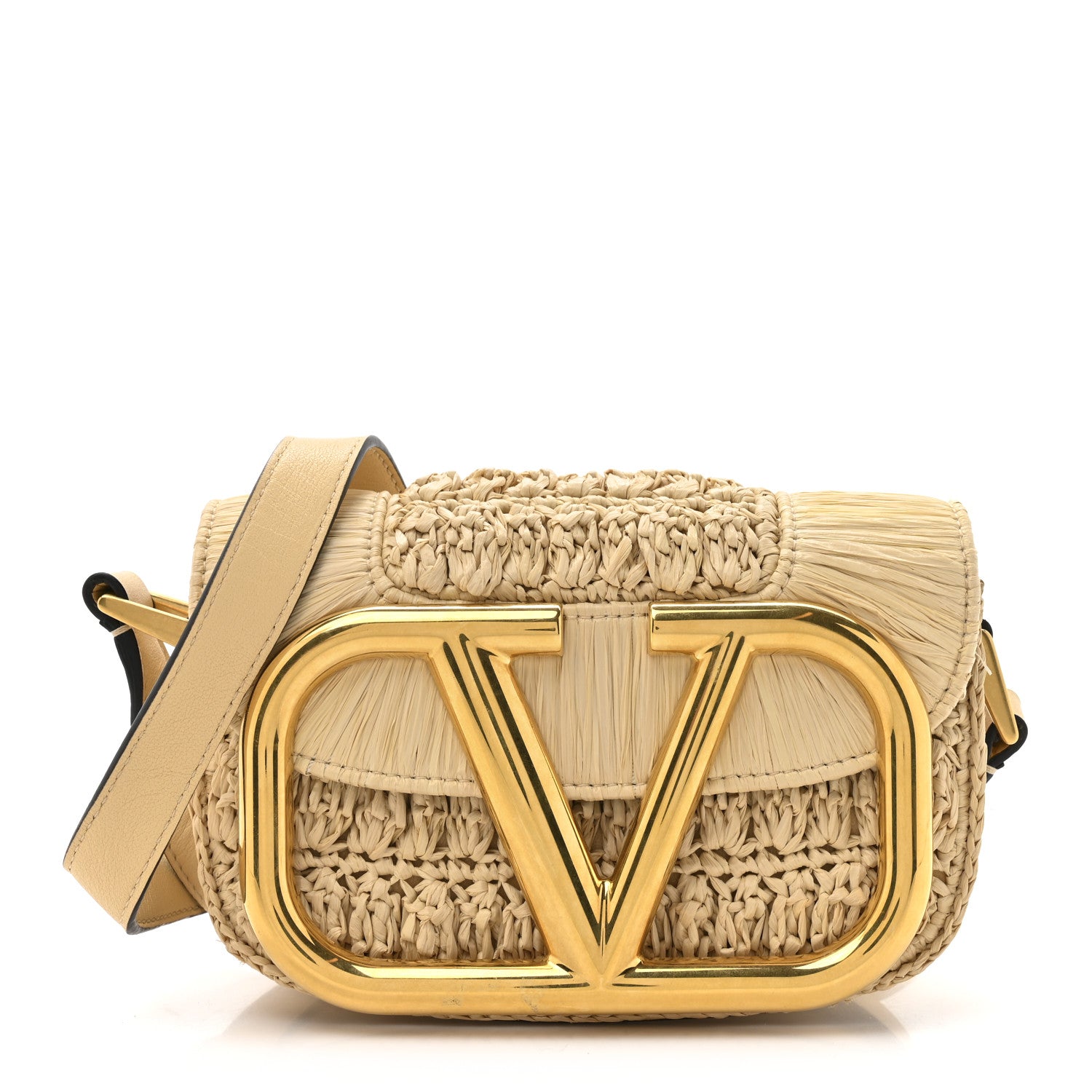 Valentino Garavani Raffia Braided Small Supervee Crossbody Bag