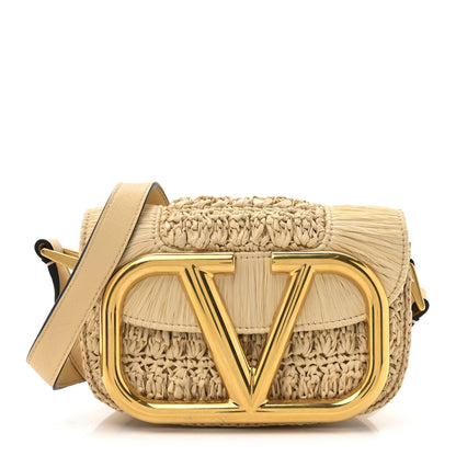 Valentino Garavani Raffia Braided Small Supervee Crossbody Bag Beige 1 of 10