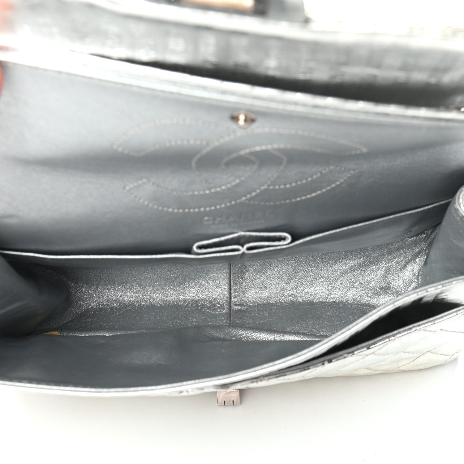 Chanel Metallic Calfskin Striped 2.55 Reissue Flap Silver 5 of 9