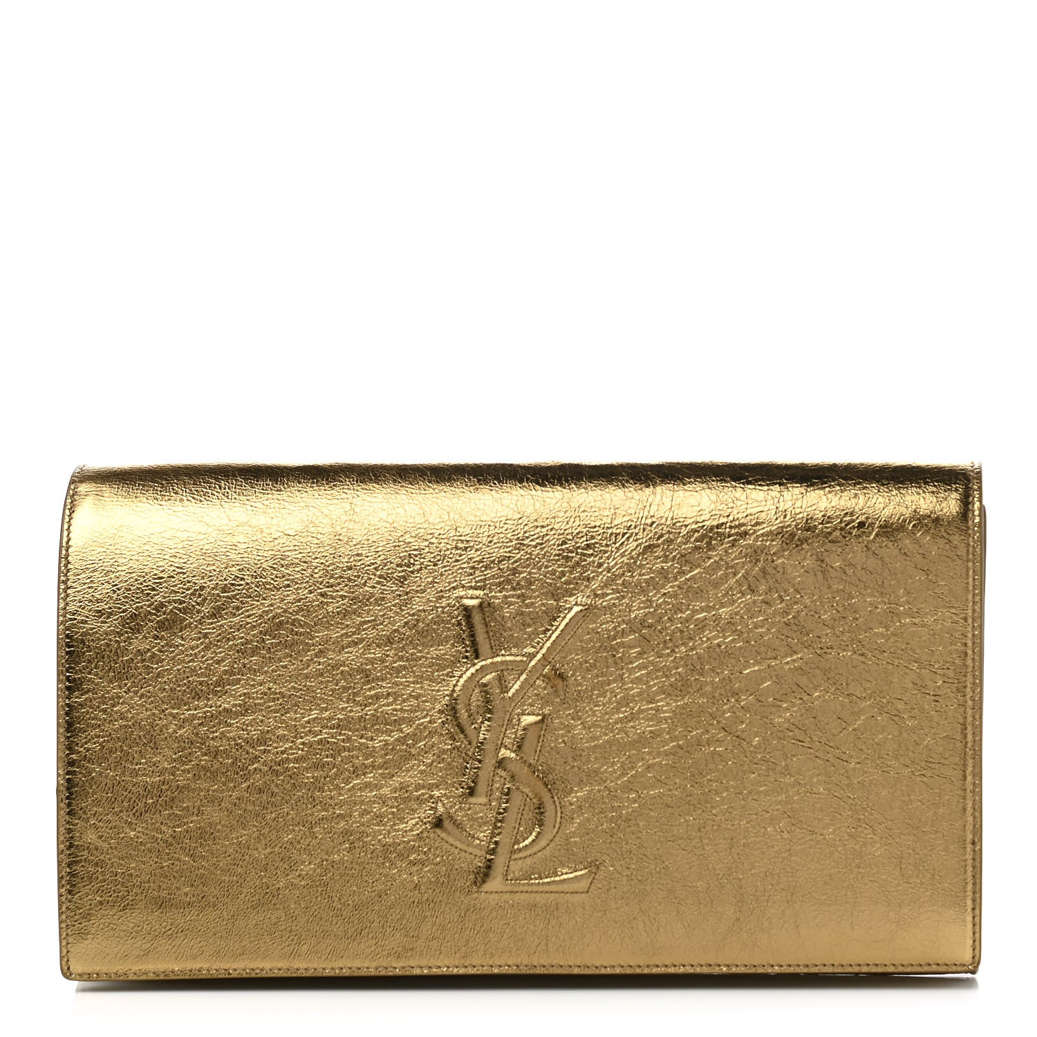 Saint Laurent Metallic Calfskin Monogram Large Belle De Jour Clutch Gold 1 of 5