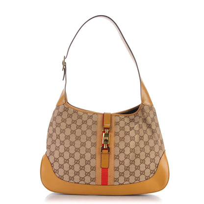 Gucci Monogram Web Medium Jackie O Hobo Tan 1 of 11