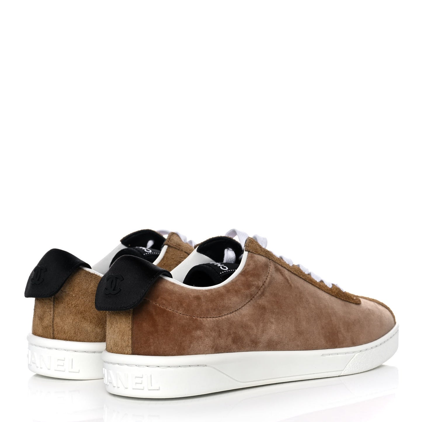 Suede Calfskin Womens Sneakers 39.5 Dark Beige