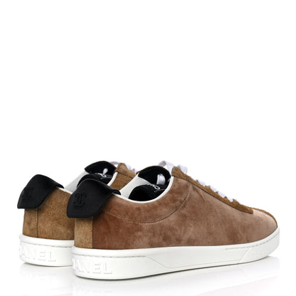 Chanel Suede Calfskin Womens Sneakers 39.5 Dark Beige 4 of 12