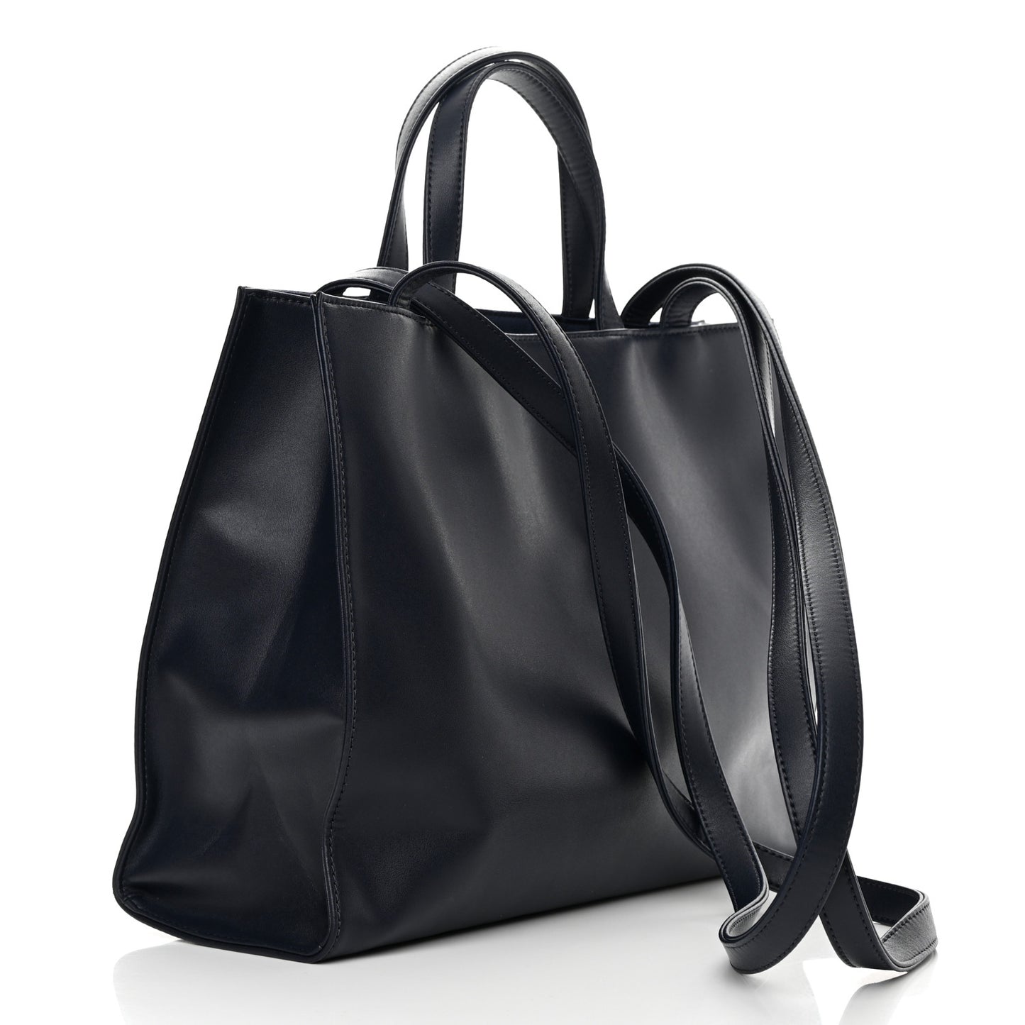 Vegan Leather Medium Shopping Bag Navy
