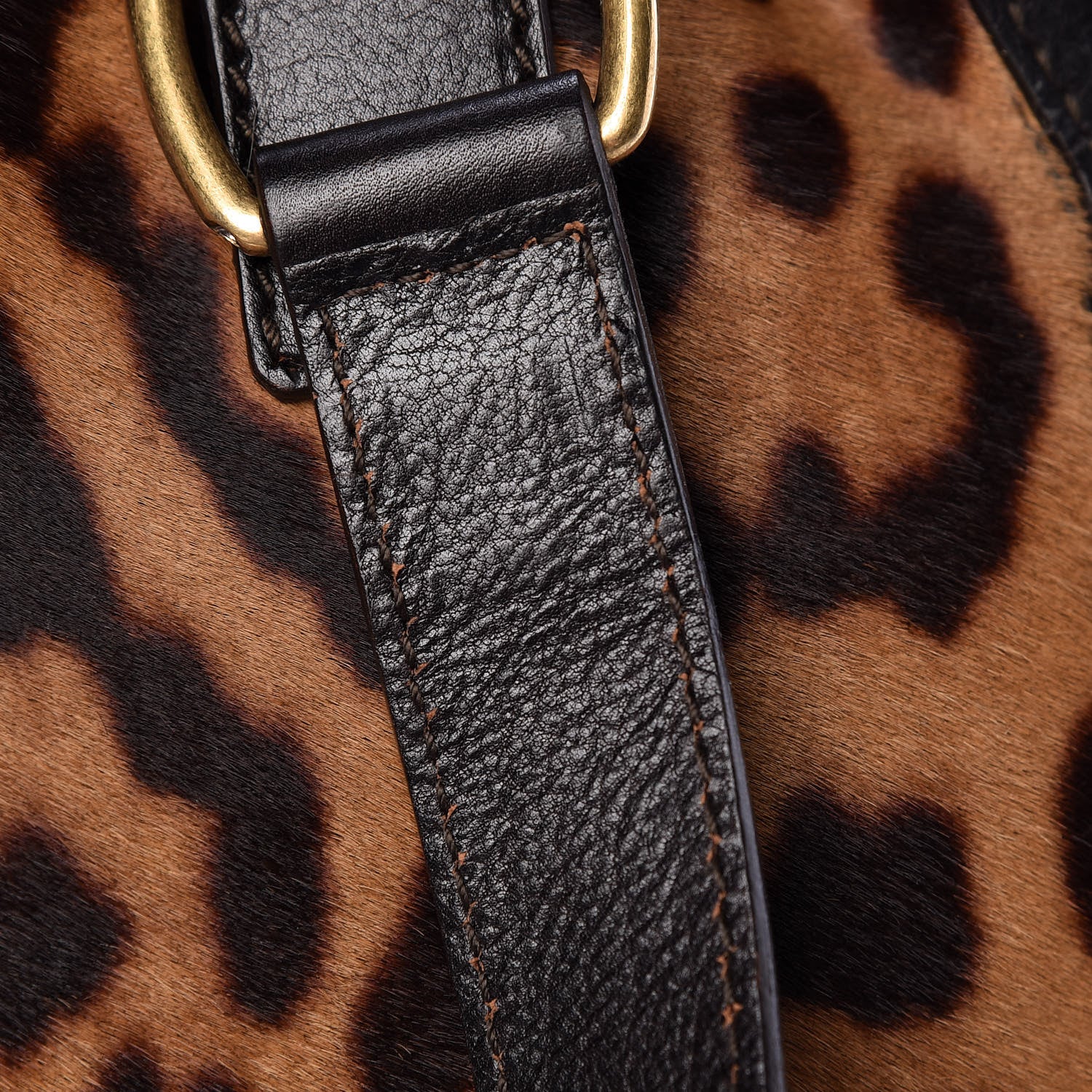 Saint Laurent Calfskin Leopard Print Pony Hair Medium Downtown Tote Dark Brown 15 of 18