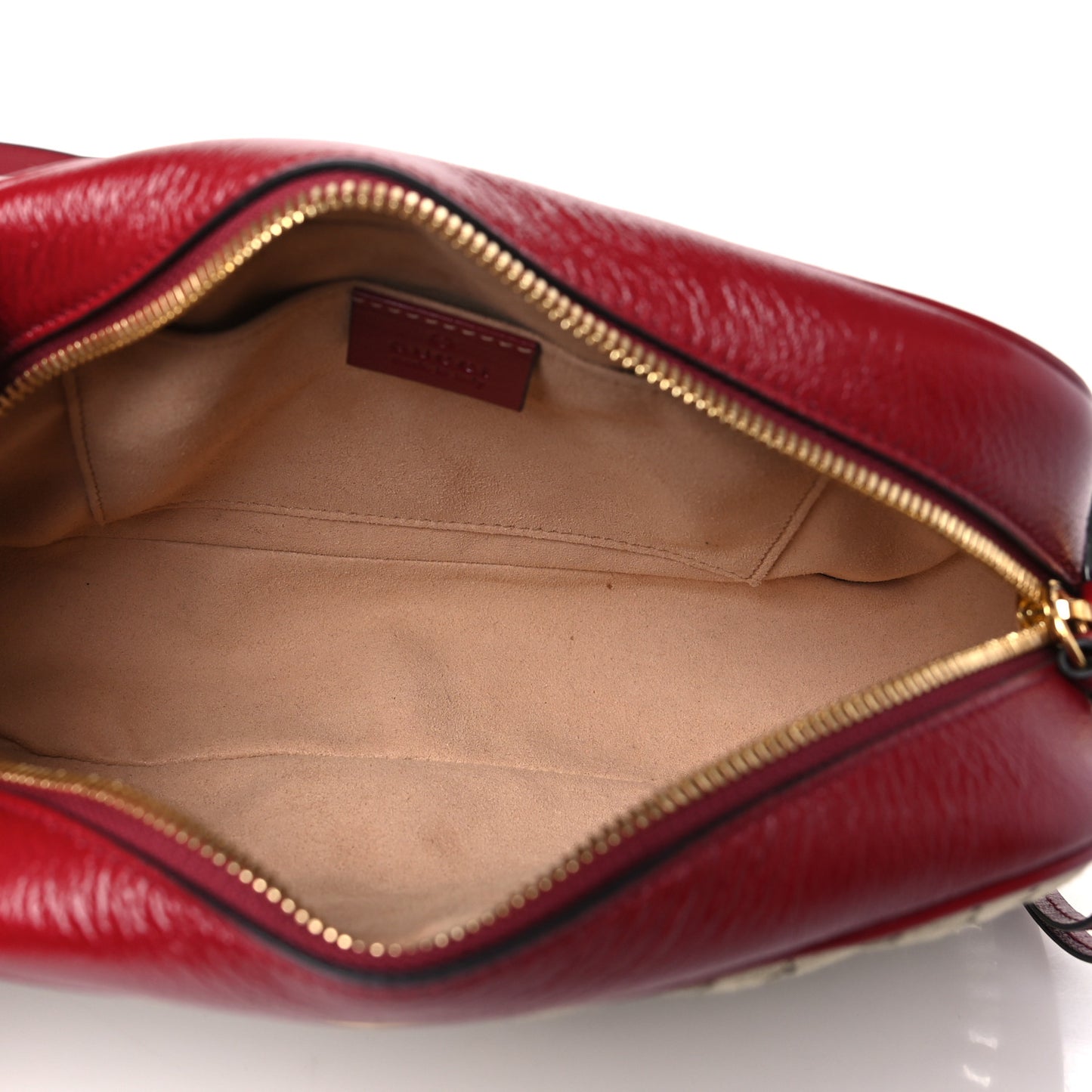 Monogram Azalea Calfskin Matelasse Diagonal Small GG Marmont Chain Shoulder Bag Beige Ebony New Cherry Red