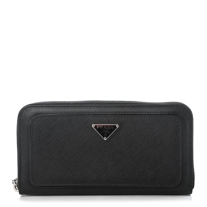 Prada Saffiano Tech Zip Around Wallet Black 1 of 4
